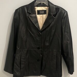 Wilson Leather Pelle Studio Black Leather Lined Jacket Blazer Women’s Size XL